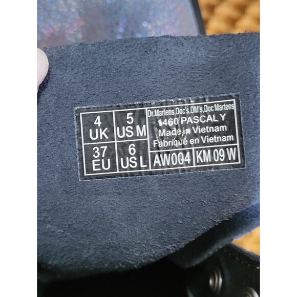 Pascal Dr Doc Martens 1460 Iridescent Shimmer Sparkle Blue Boot NWT Women's 5 - Picture 4 of 4